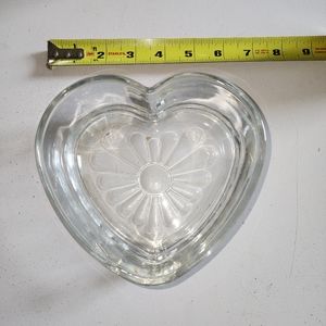 Libbey 8" Heart Shaped Embossed Glass Bowl